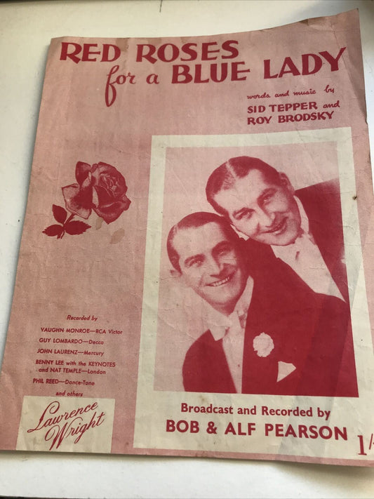 Vintage Sheet Music Red Roses For A Blue Lady 1948 Bob & Alf Pearson Sid Tepper Roy Brodsky