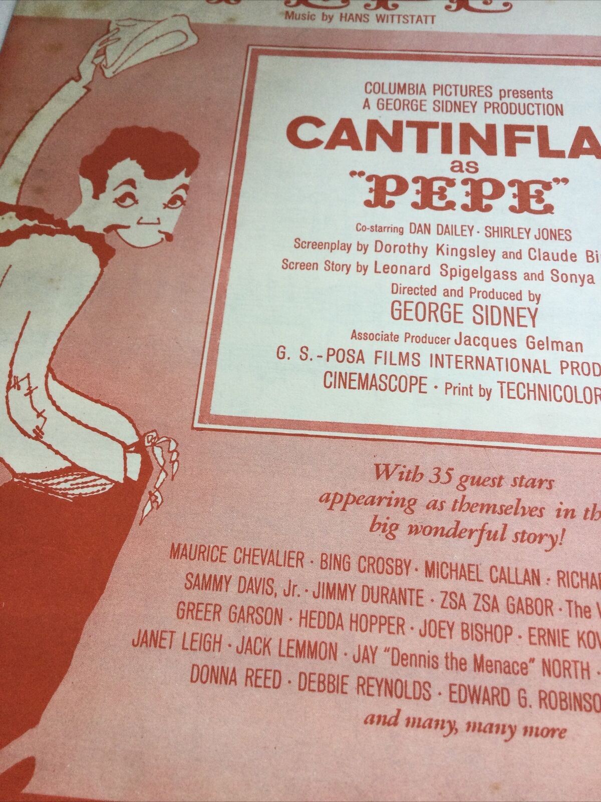 Pepe Vintage Sheet Music 1960 Cantinflas Shirley Jones Dan Daley Wittstatt