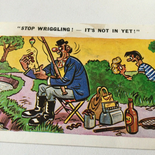 Saucy Postcard Fishing Worm ‘Stop Wriggling- It’s Not In Yet’ 1985? 80s