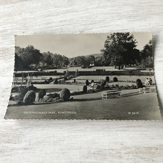 Vintage RP Postcard Wales Pontypridd Ynysyngharad Park Fancy Edge Black & White