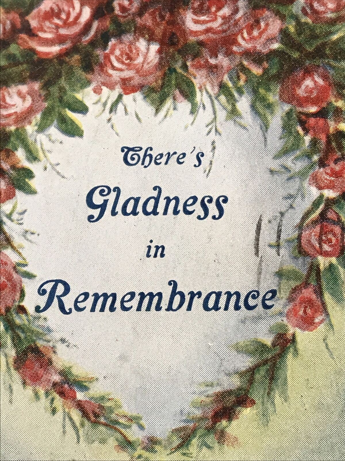 Vintage Birthday Greetings Postcard Gladness In Remembrance Roses Pink 1927 Pink