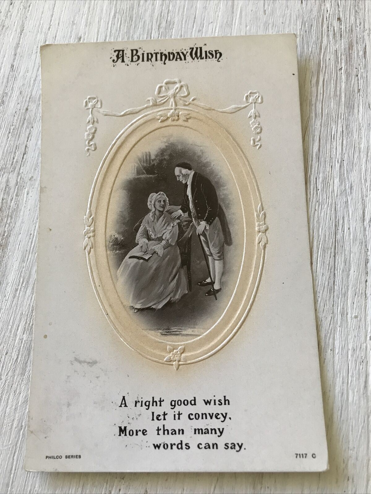 Vintage Antique Birthday Greetings Postcard Birthday Wish Poem 1905 Old Couple