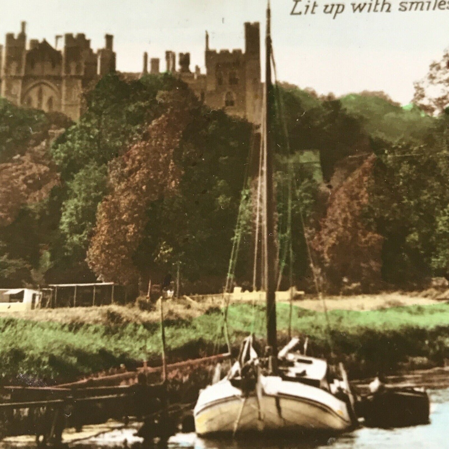 Vintage Antique Birthday Greetings Postcard  Birthday Wishes Photo Castle Boats