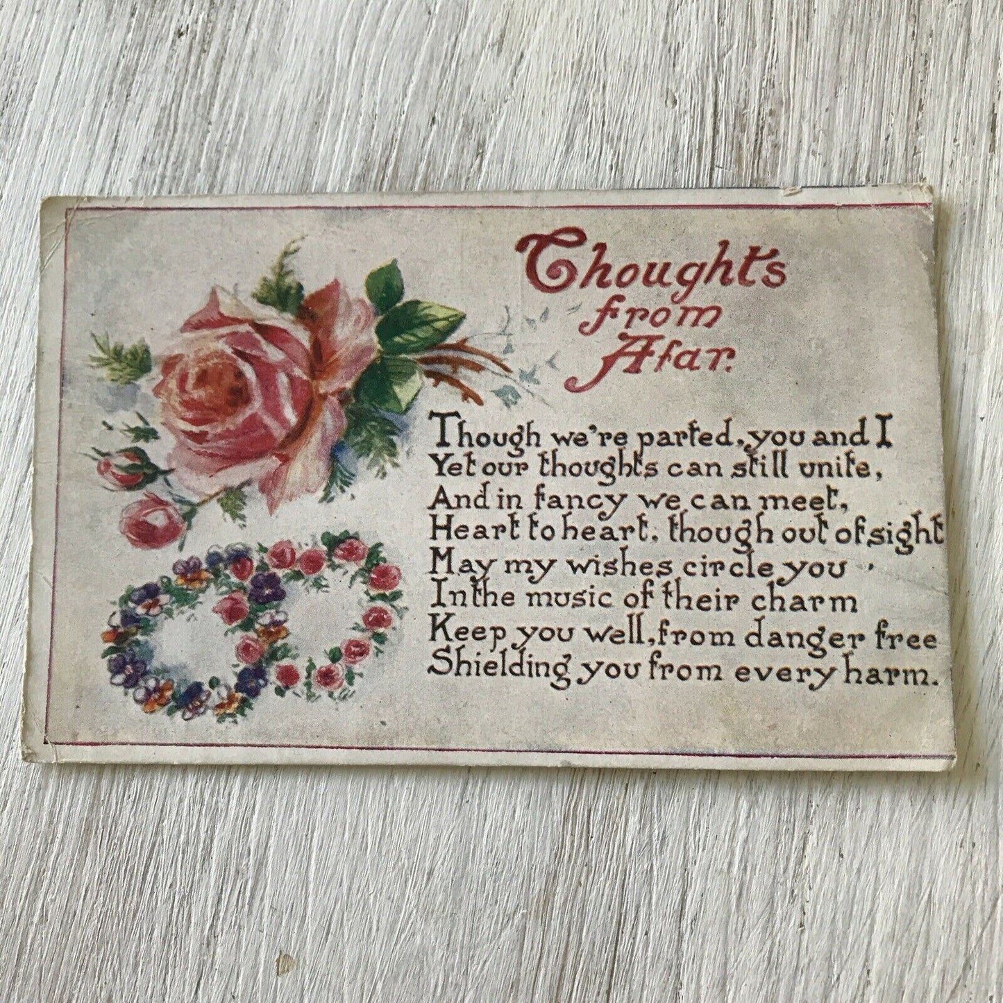 Vintage Birthday Greetings Postcard Card For Daughter Poem Thoughts From Afar