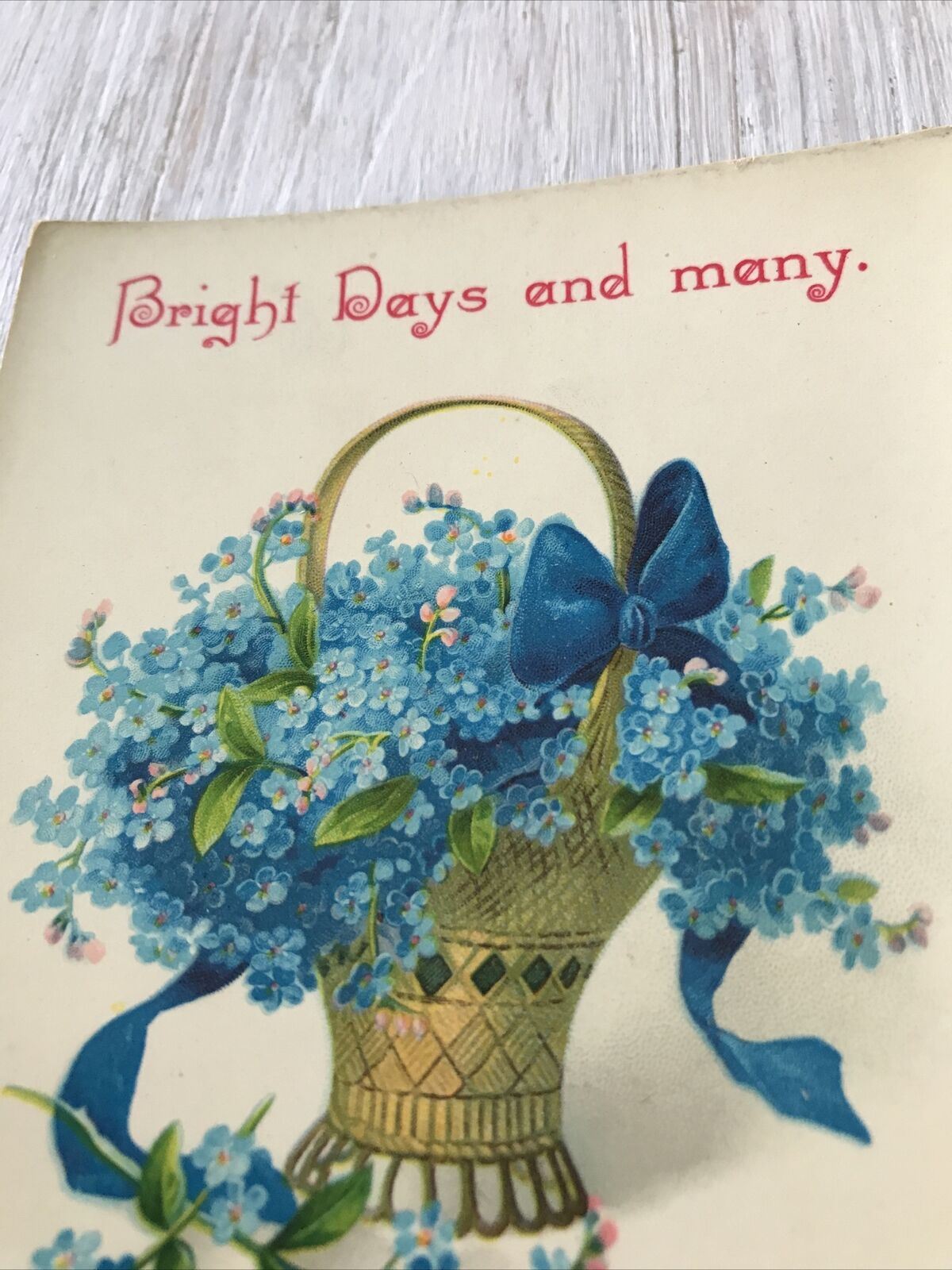 Vintage Birthday Greetings Postcard Card Forget-Me-Nots Poem 1929 Flowers