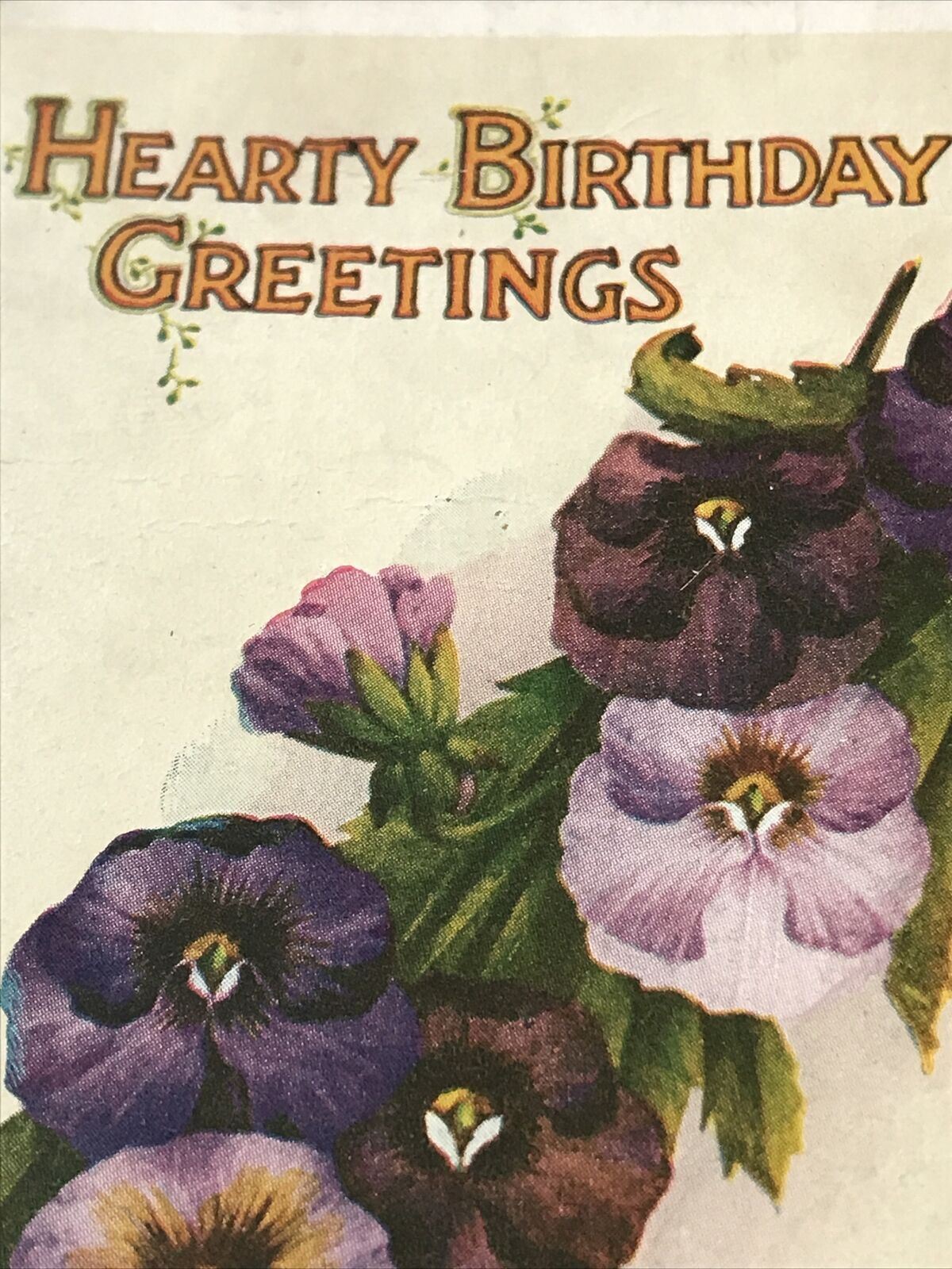 Vintage Birthday Greetings Postcard Card Flowers Pansies Nice Poem Unposted