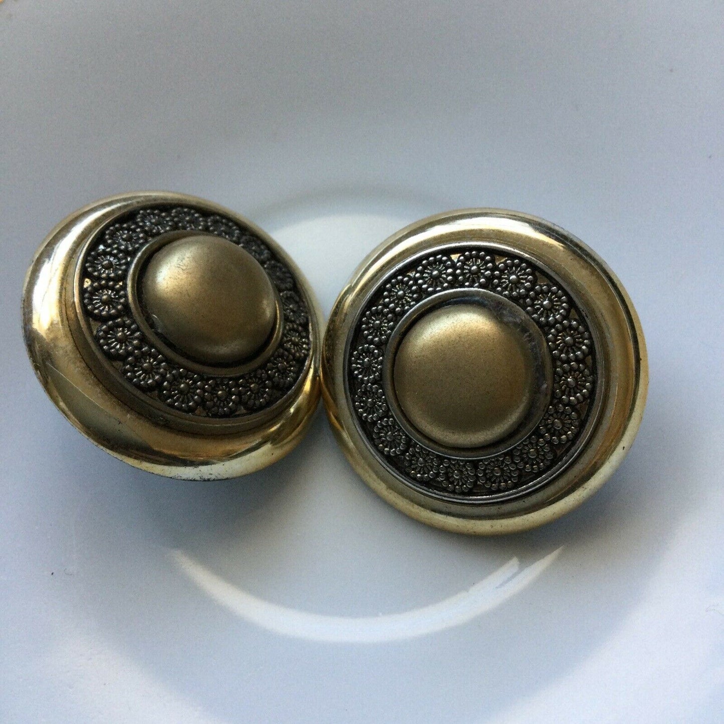 Clip On Earrings Large Statement Round Gold Colour. Boho Glamour