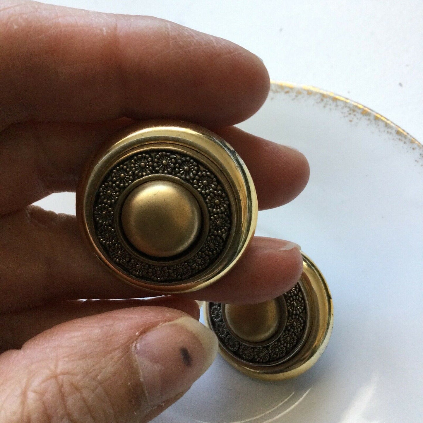 Clip On Earrings Large Statement Round Gold Colour. Boho Glamour