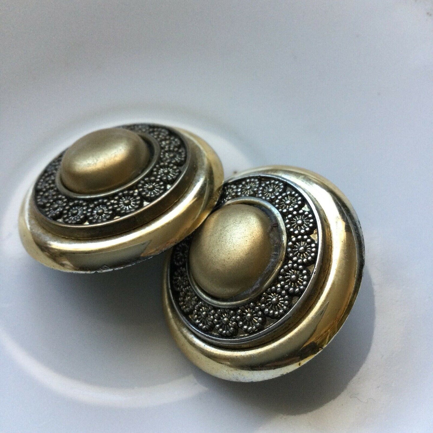 Clip On Earrings Large Statement Round Gold Colour. Boho Glamour