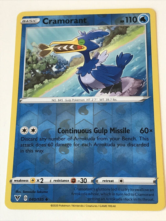 Pokemon Card Vivid Voltage Cramorant Reverse Holo 40/185 Mint Condition