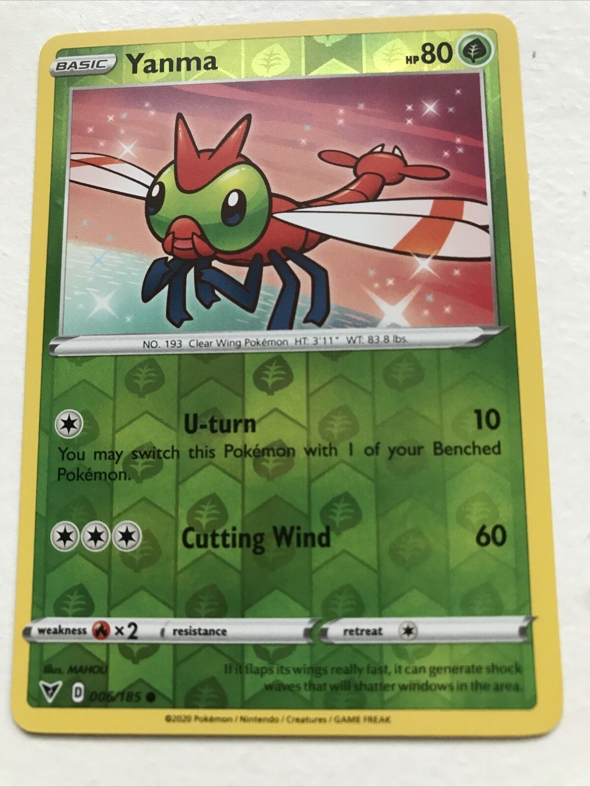 Pokemon Card Vivid Voltage Yanma Basic 6/185 Mint Condition Reverse HOLO