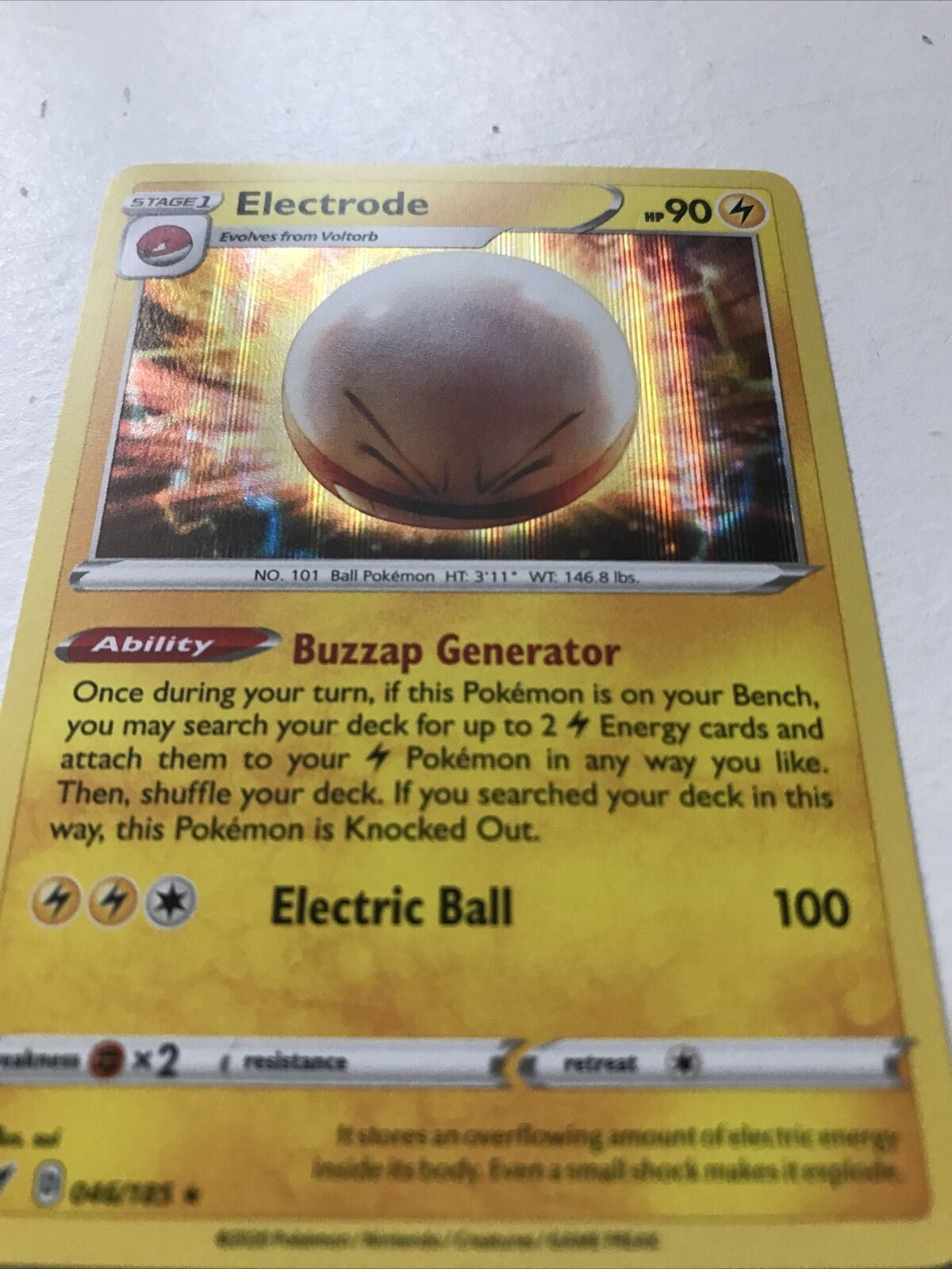 Pokemon Card Vivid Voltage Electrode Stage 1 46/185 HOLO Mint Condition