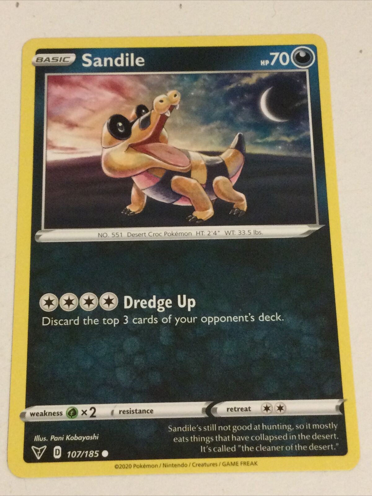 Pokemon Card 2020 Vivid Voltage Mint Basic SANDILE 107/185 Desert Croc Dredge Up