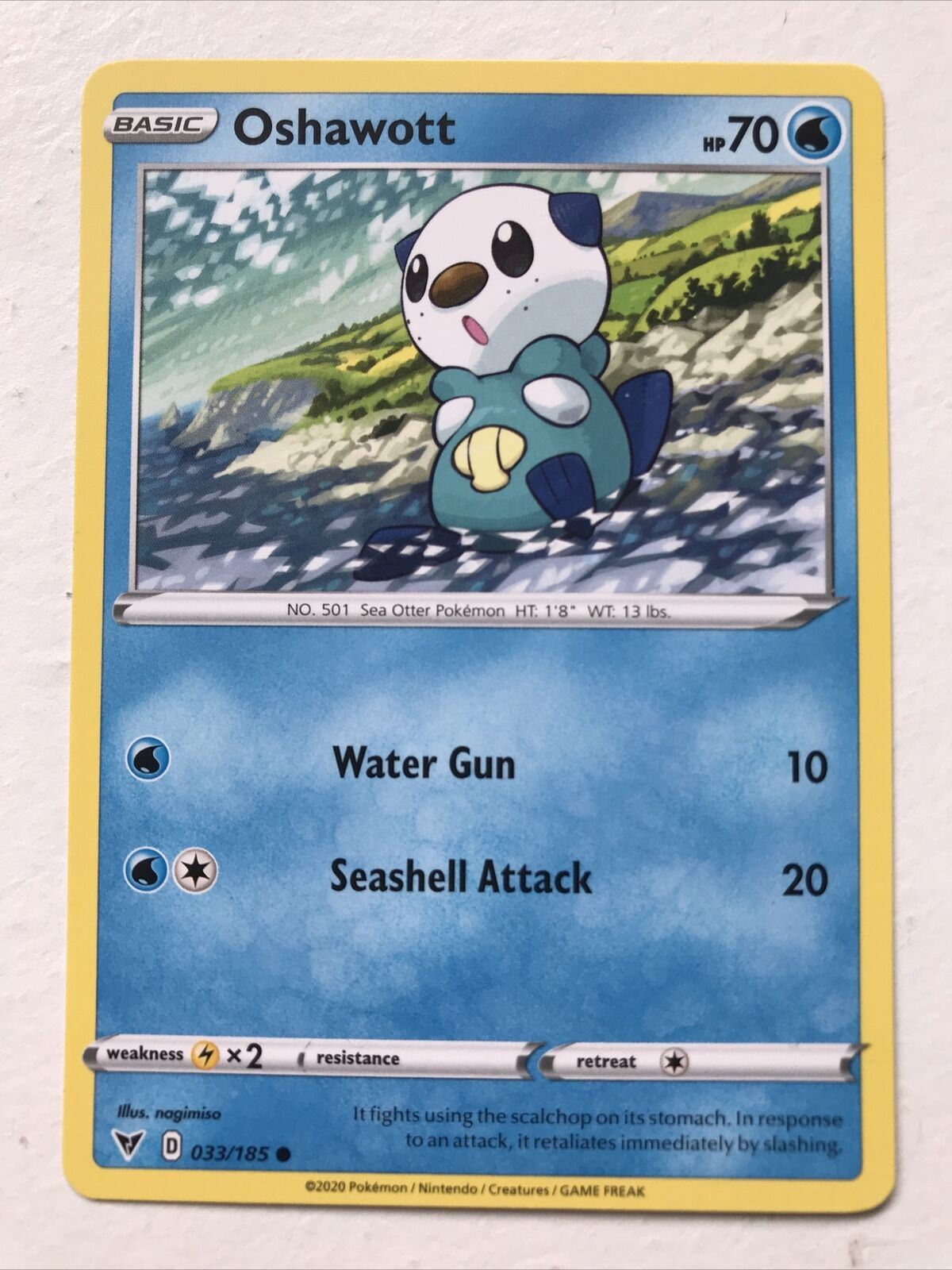 Pokemon  Card Vivid Voltage 2020 Pack Fresh Basic OSHAWOTT 33/185 Sea Otter