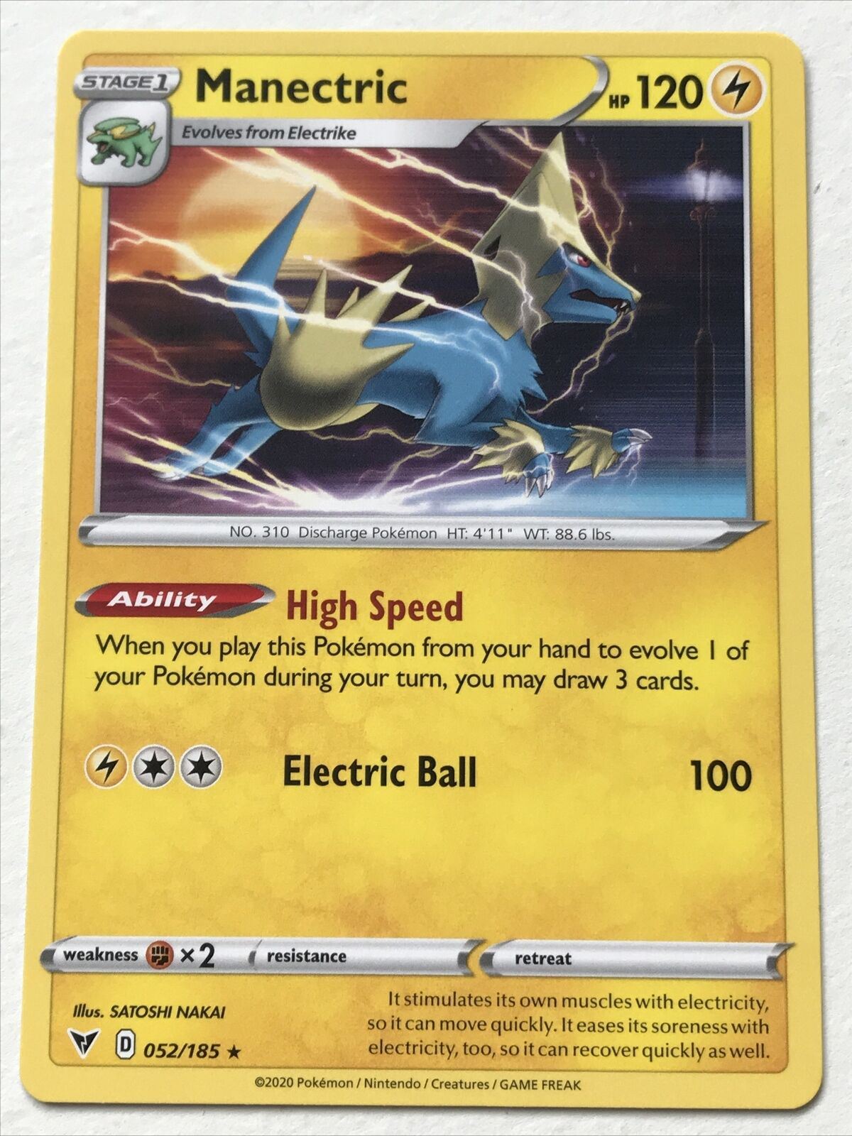 Pokemon  Card Vivid Voltage 2020 Pack Fresh Stage 1 MANECTRIC 52/185 Discharge