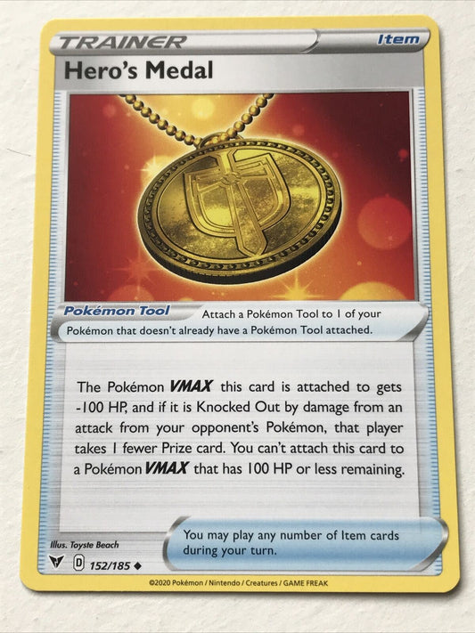 Pokemon  Card Vivid Voltage 2020 Pack Fresh Trainer HERO’S MEDAL 152/185 Item