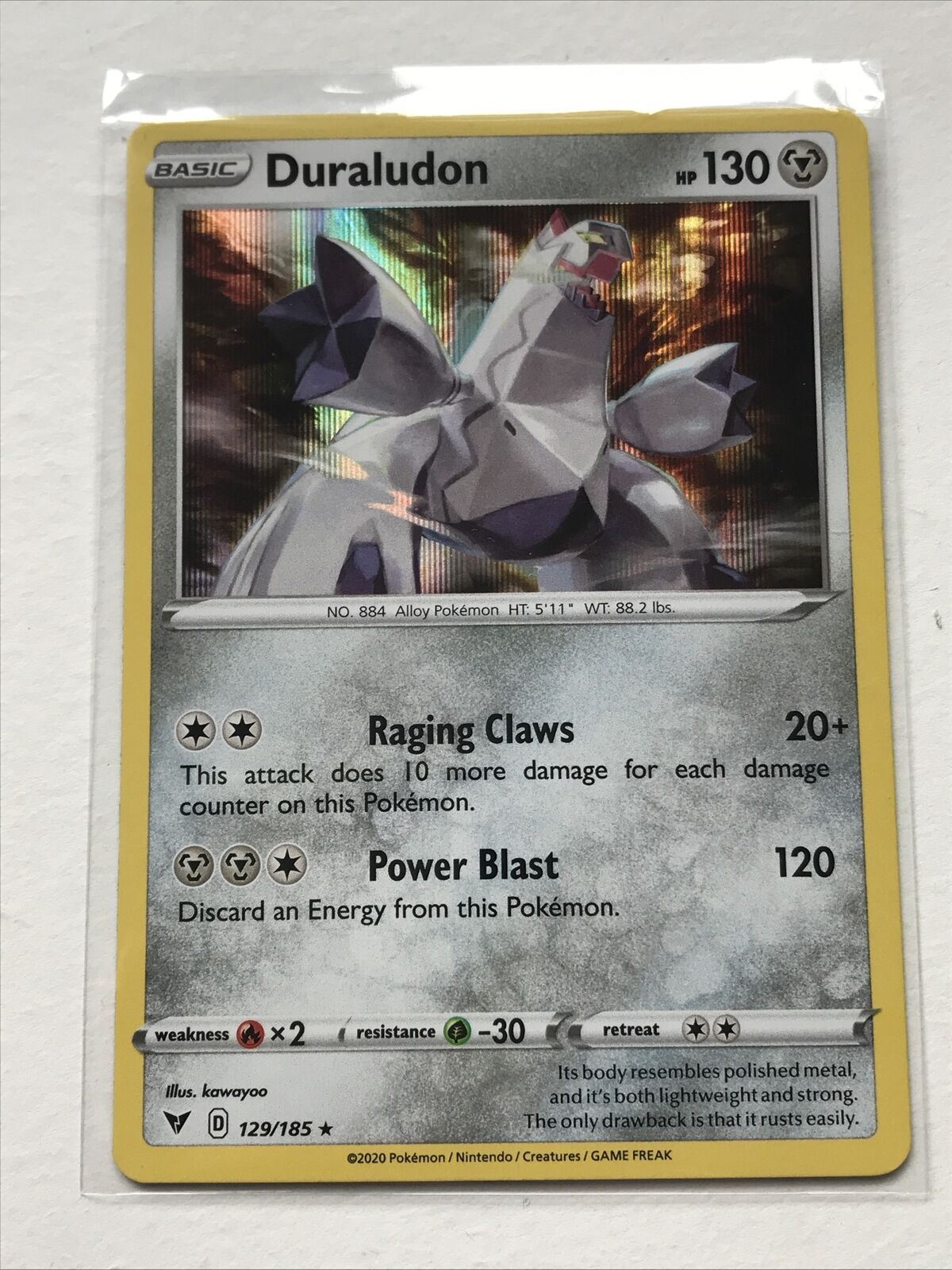 Pokemon  Card Vivid Voltage 2020 Pack Fresh Basic DURALUDON 129/185 HOLO RARE