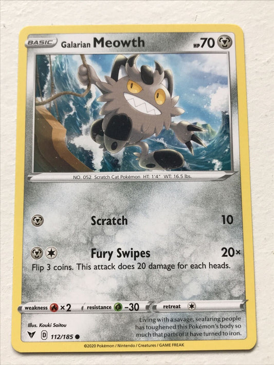 Pokemon Card Vivid Voltage 2020 Pack Fresh basic GALARIAN MEOWTH 112/185