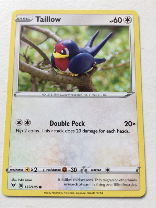 Pokemon  Card Vivid Voltage 2020 Pack Fresh. Basic TAILLOW 133/185 Tiny Swallow