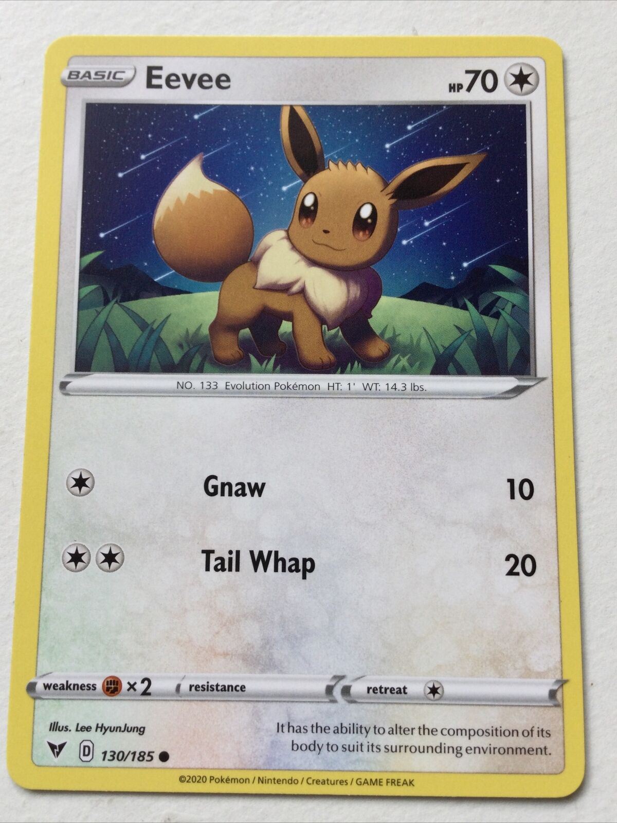 Pokemon  Card Vivid Voltage 2020 Pack Fresh Basic EEVEE 130/185 Evolution Gnaw