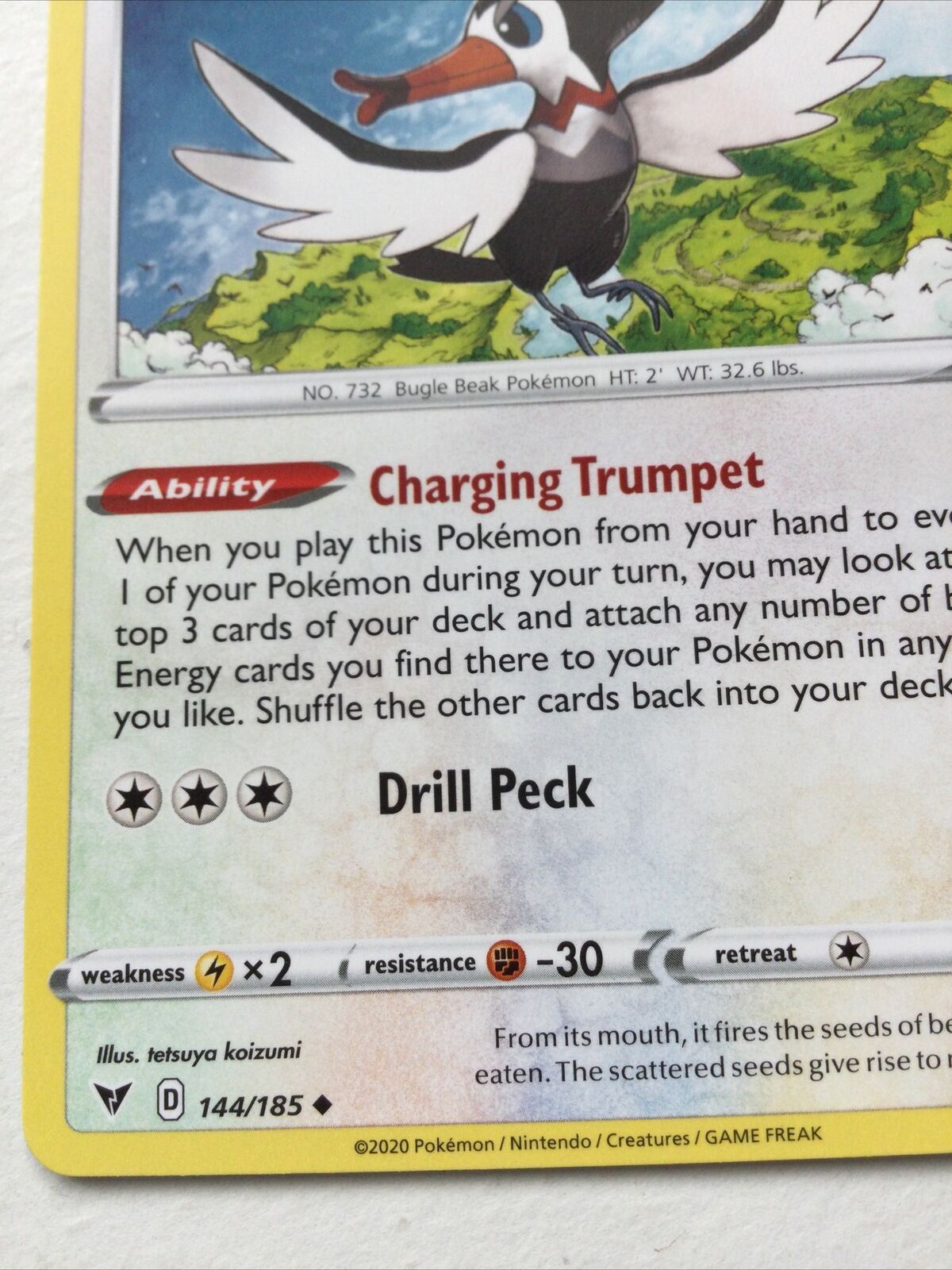 Pokemon  Card Vivid Voltage 2020 Pack Fresh Stage 1 TRUMBEAK 144/185 Bugle Beak