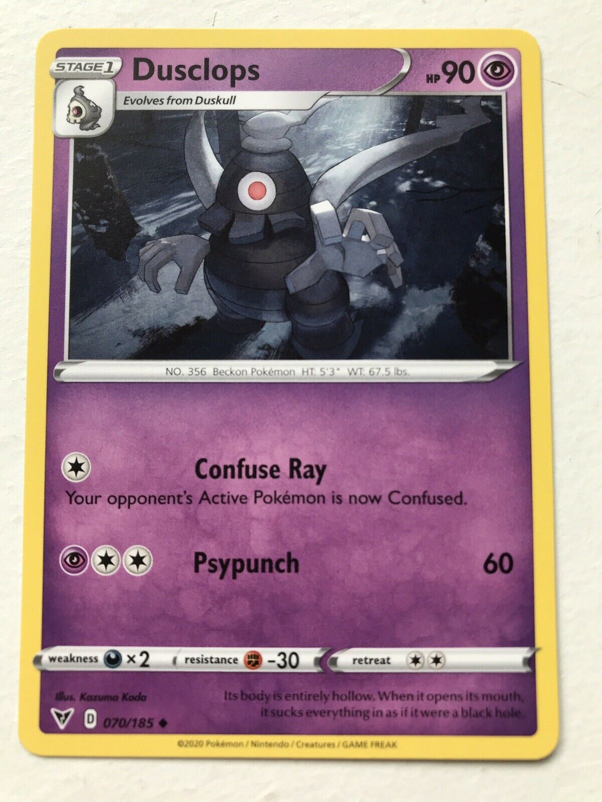 DUSCLOPS 70/185 Beckon Confuse Ray Pokemon Card 2020 Vivid Voltage Pack Fresh