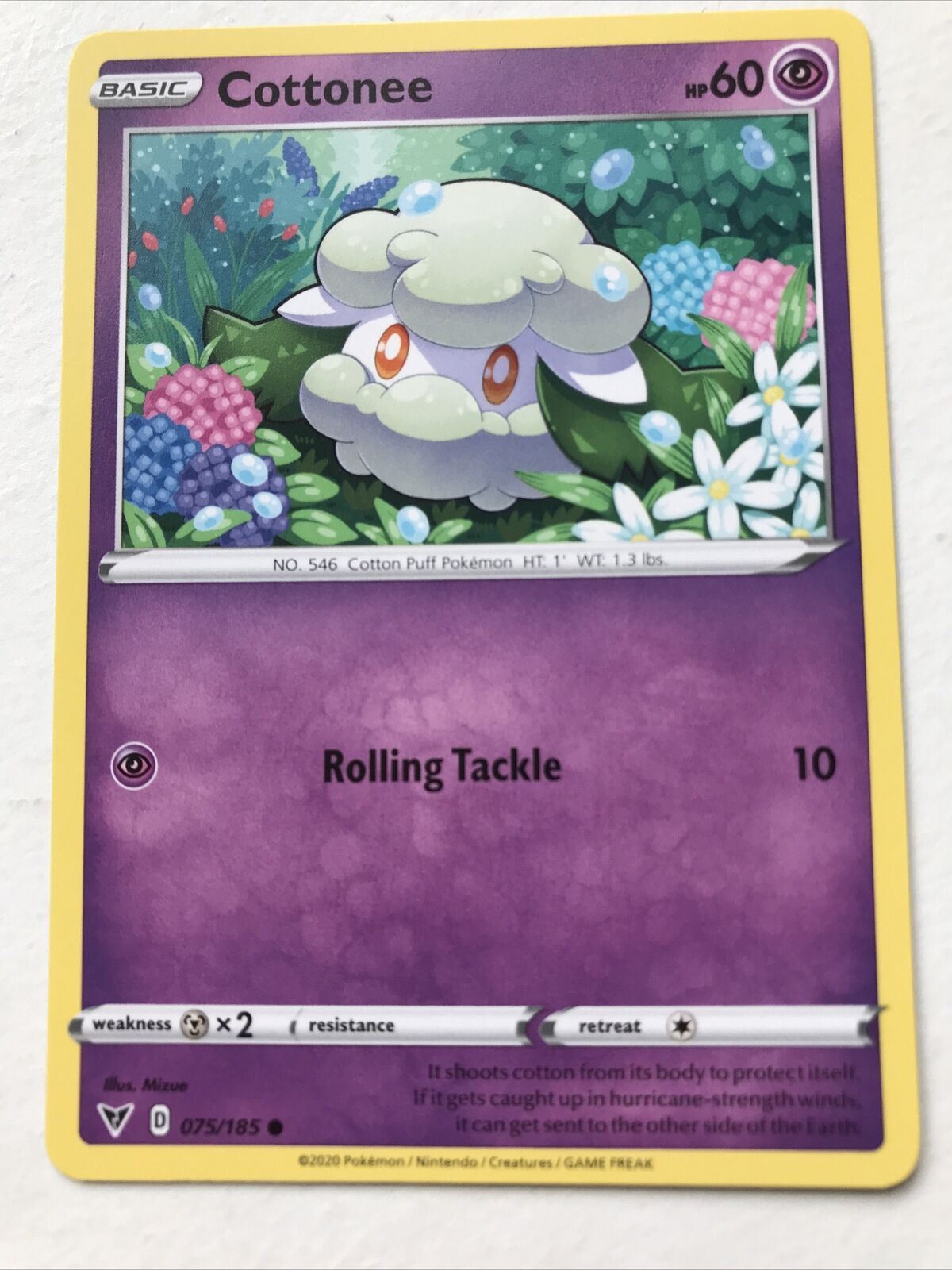 COTTONEE 75/185 Basic Cotton Puff Pokemon Card 2020 Vivid Voltage Pack Fresh