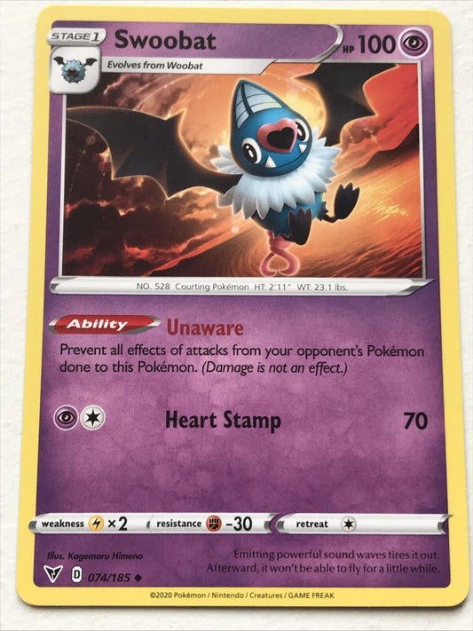 SWOOBAT 74/185 Stage 1 Courting Pokemon Card 2020 Vivid Voltage Pack Fresh