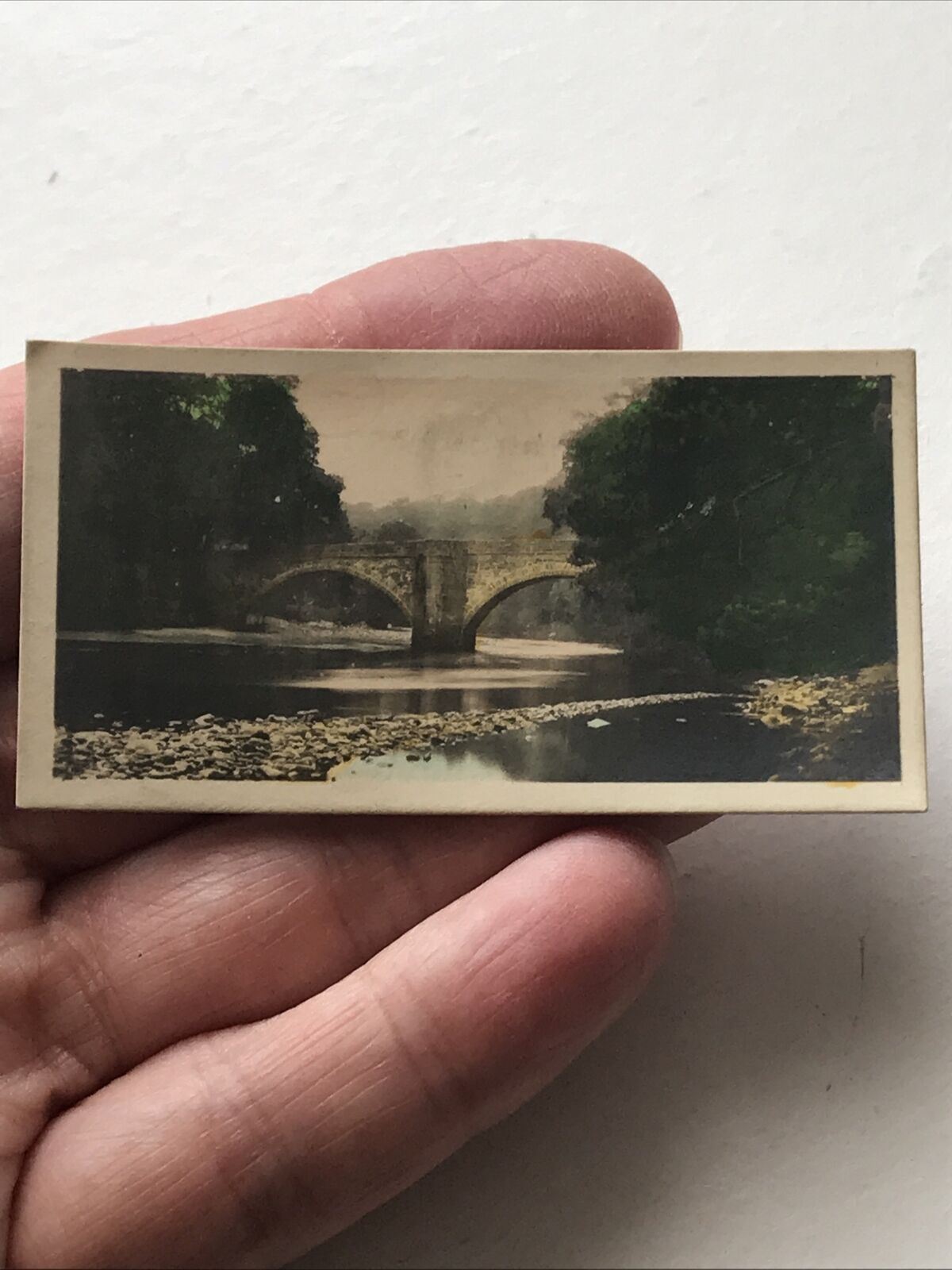 ECCLESTON BRIDGE BARNARD CASTLE Tinted Photo Cig Card Cavanders River Valleys