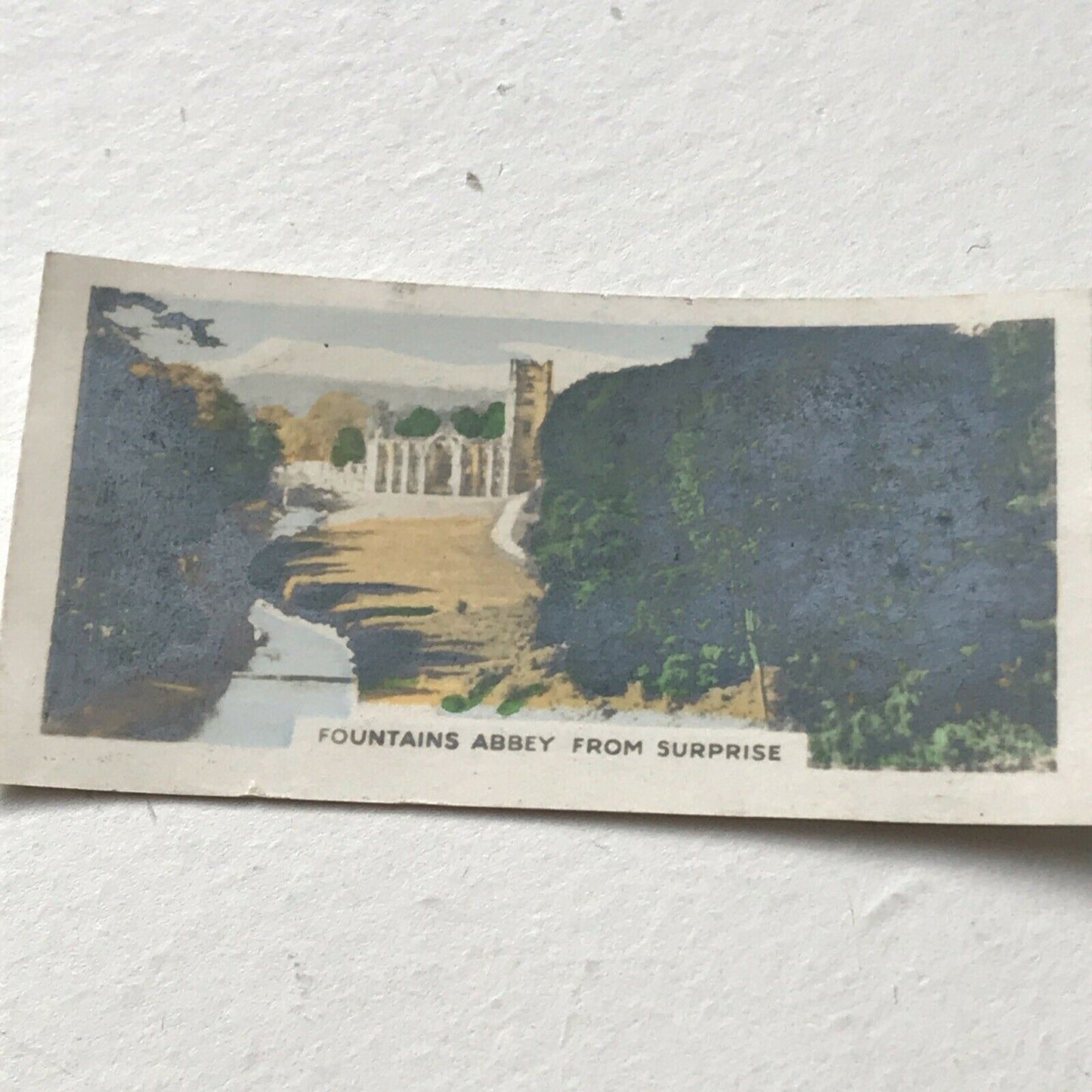 FOUNTAINS ABBEY FROM SURPRISETinted Photo Cigarette Card Cavanders River Valleys