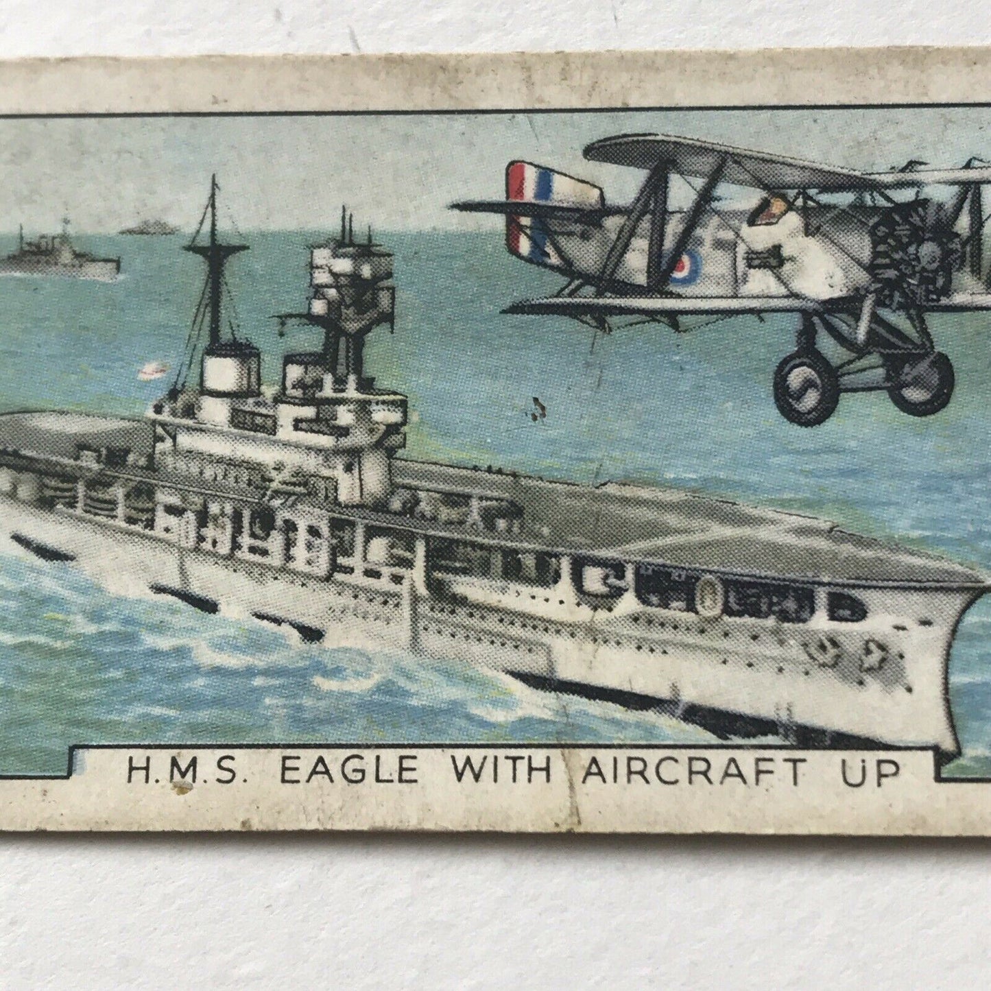 HMS EAGLE WITH AIRCRAFT UP Park Drive Gallaher Cigarette Card The Navy No23 1937