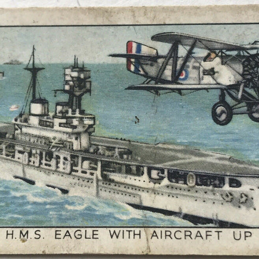 HMS EAGLE WITH AIRCRAFT UP - Park Drive Gallaher Cigarette Card - The Navy No. 23 - 1937
