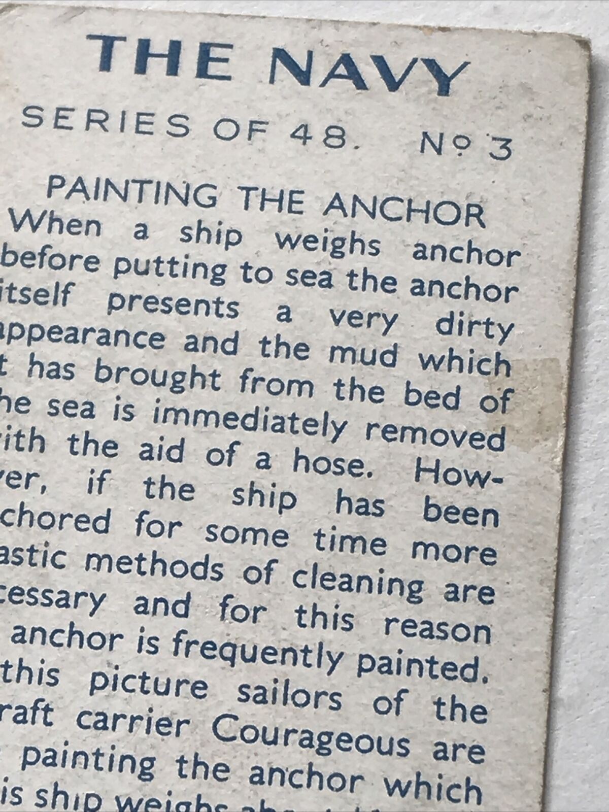 PAINTING THE ANCHOR no3 COURAGEOUS Park Drive Gallaher Cigarette Card The Navy