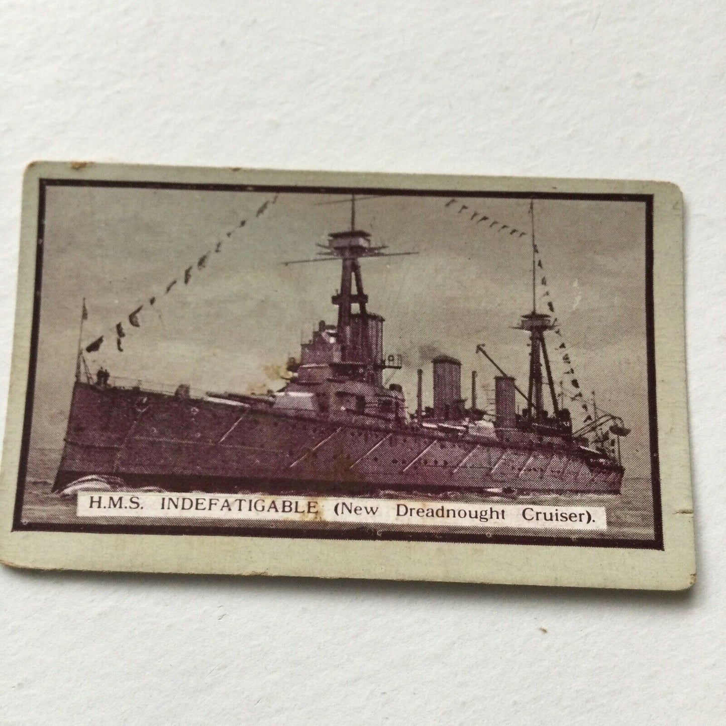 HMS INDEFATIGABLE DREADNOUGHT Cigarette Card Gallaher British Naval Series #34