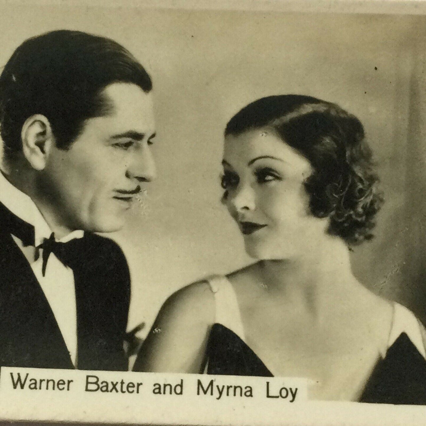 MYRNA LOY WARNER BAXTER Photo - John Sinclair Cigarette Card Film Stars #64