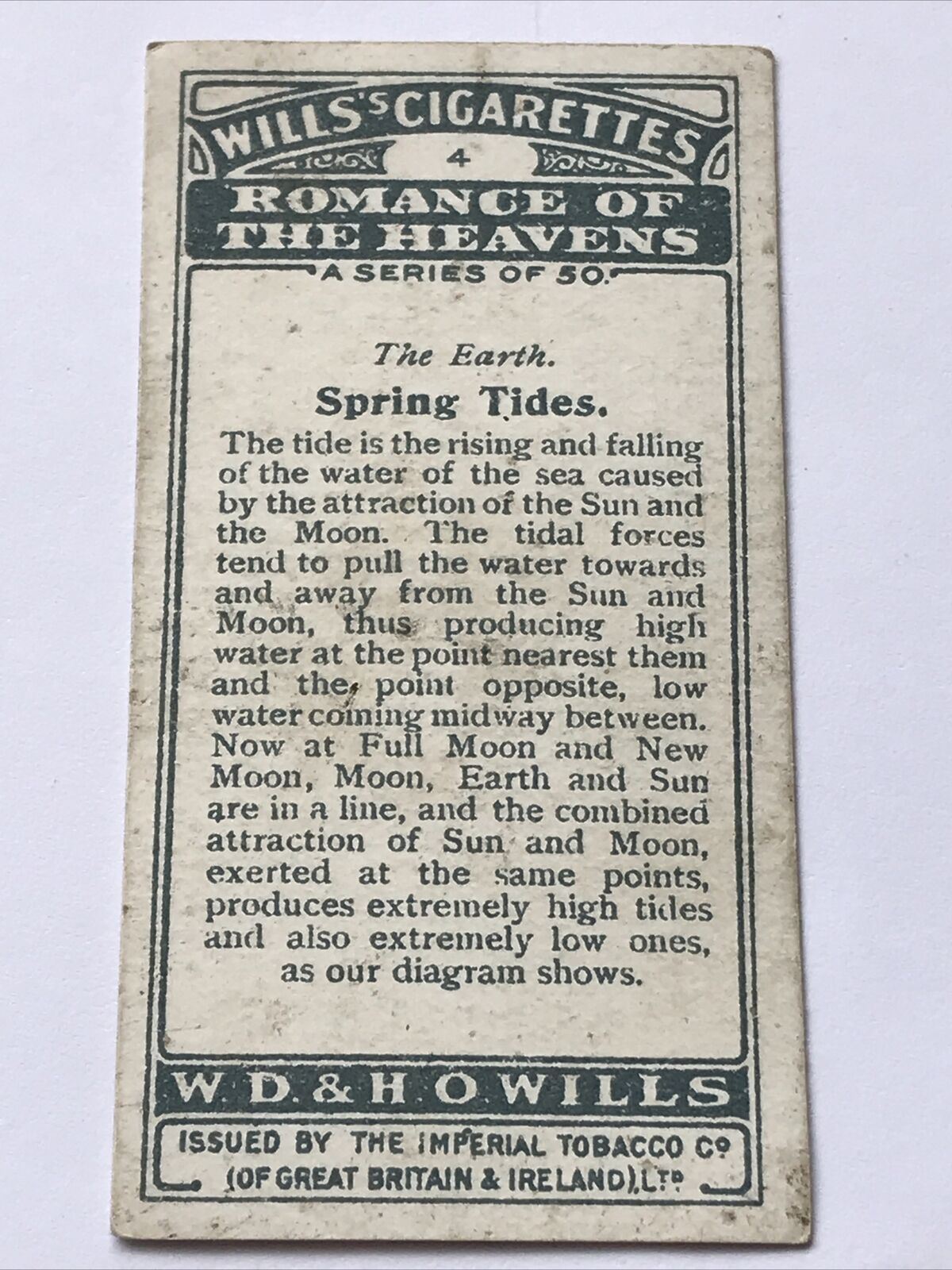 Spring Tides WILLS CIGARETTE CARD Romance Of The Heavens #4