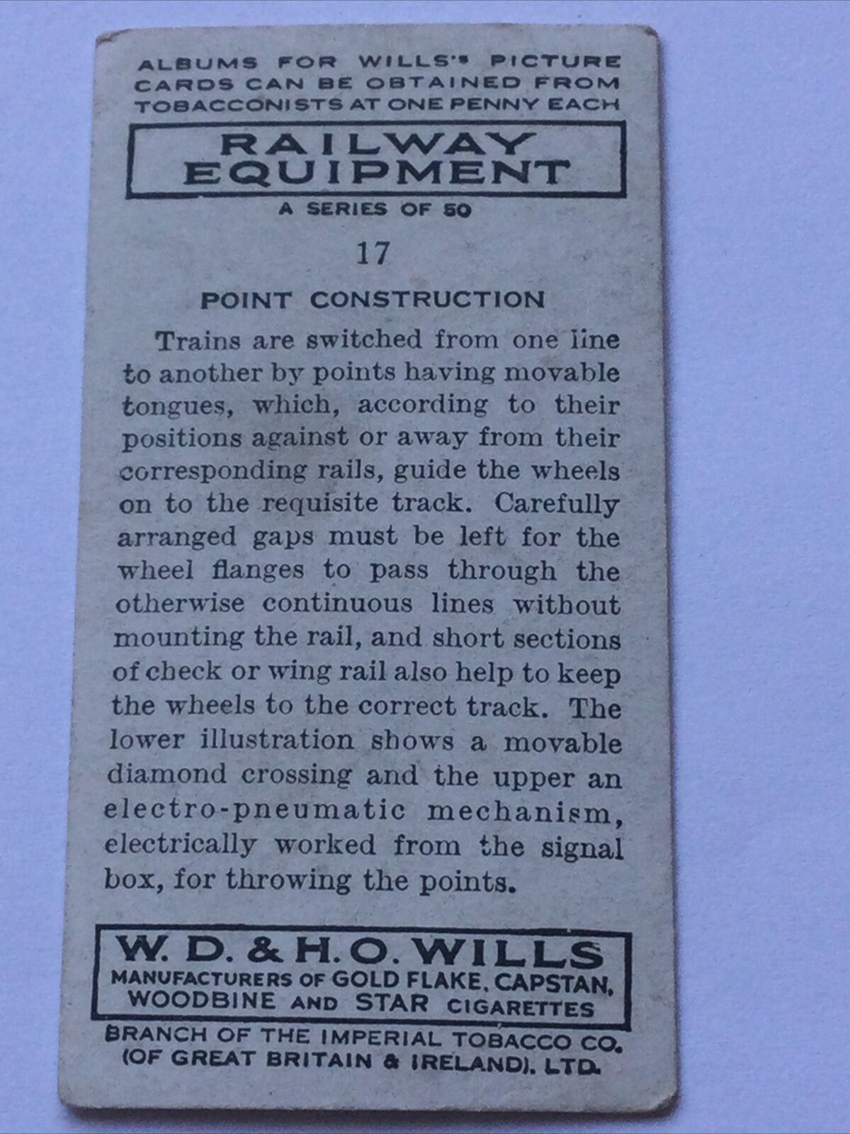 Point Construction WILLS CIGARETTE CARD Railway Equipment #17