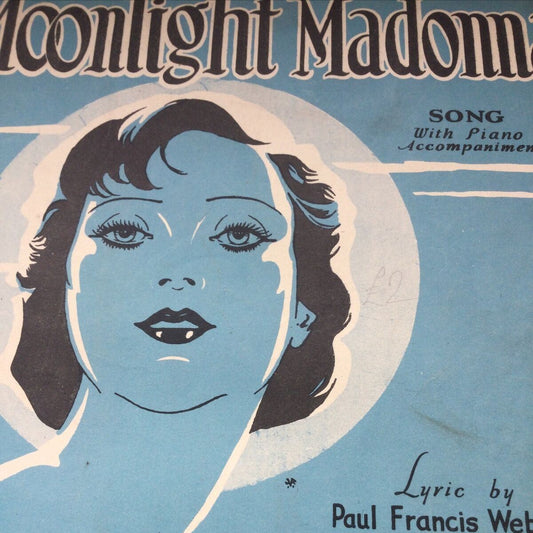 Vintage Sheet Music - My Moonlight Madonna - Song With Piano Accompaniment - Zdenko Fibich