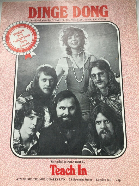 Vintage Sheet Music EUROVISION 1975 Winner DINGE DONG TEACH IN. MEMORABILIA