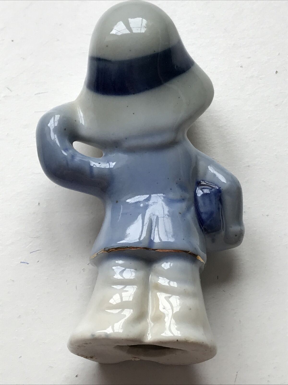 Cute Boy Figurine Ceramic Blue 11cm Fab Vintage Retro Ornament With Bonnet