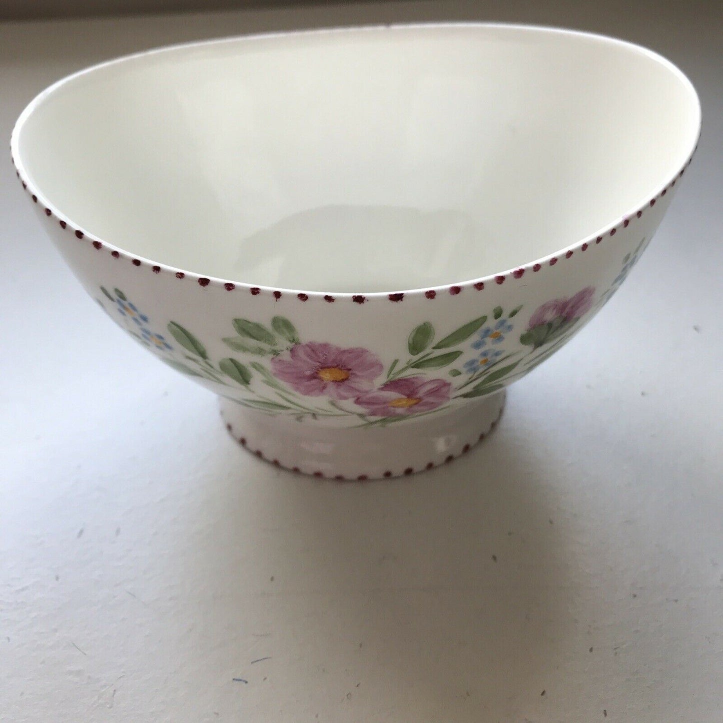 Really Pretty Vintage Bone China Hand painted Bonbon Dish / Sugar Bowl Floral Pink 1970s Chintzy