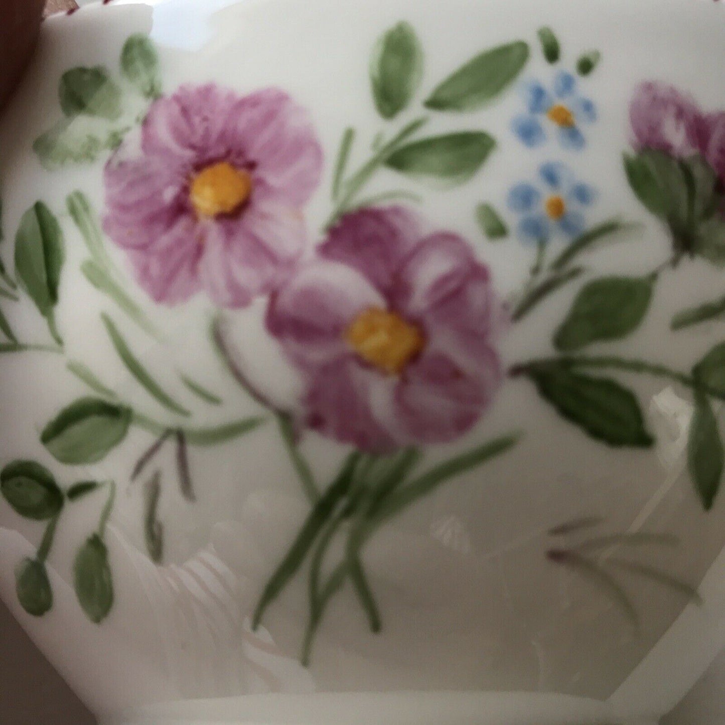 Really Pretty Vintage Bone China Hand painted Bonbon Dish / Sugar Bowl Floral Pink 1970s Chintzy