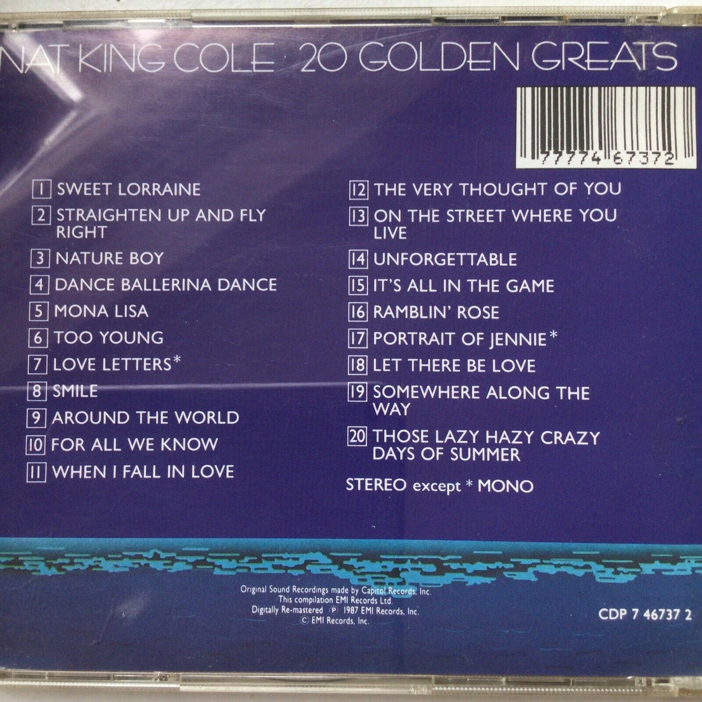 CD NAT KING COLE 20 Golden Greats. Sweet Lorraine, Those Lazy Hazy Crazy Days