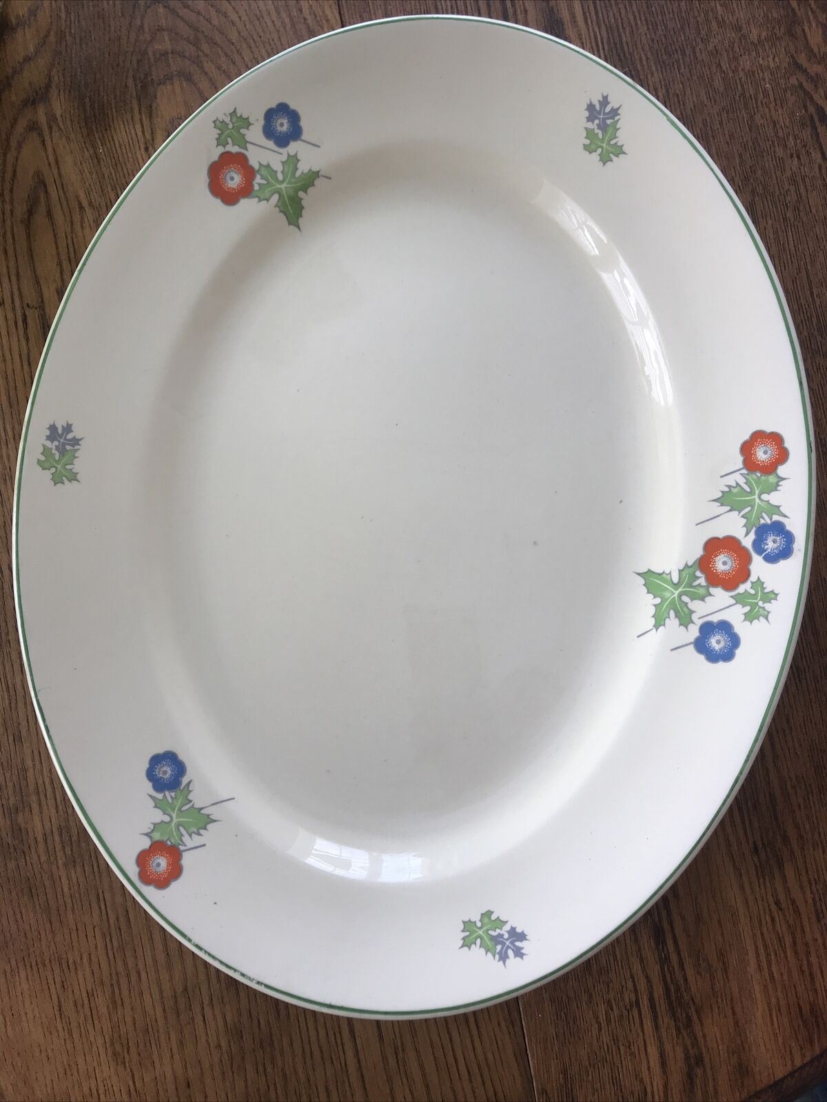 Vintage ART DECO 1930s LARGE SERVING PLATTER PLATE Anemone Design 40x32 cm.