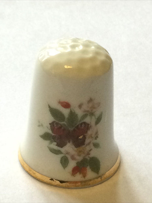 China Thimble. Raymond C Neale Alcester. BUTTERFLY ROSE HIP