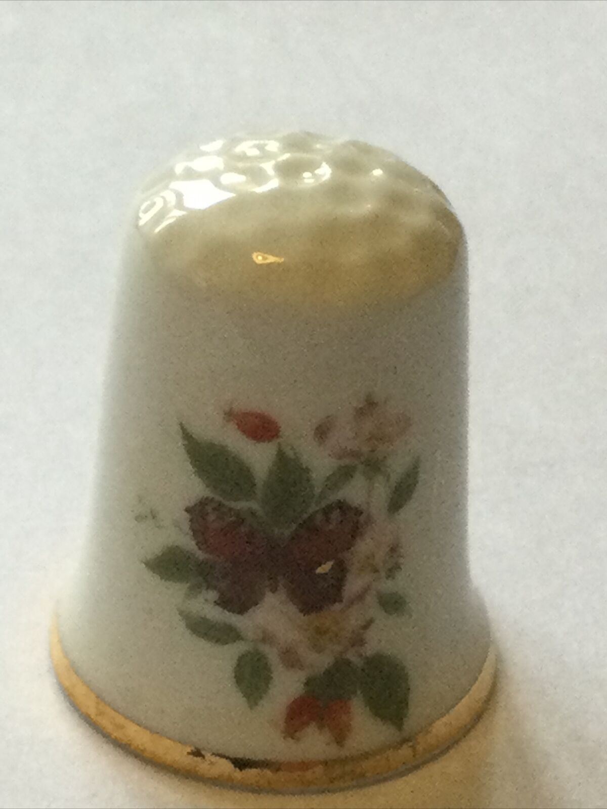 China Thimble. Raymond C Neale Alcester. BUTTERFLY ROSE HIP