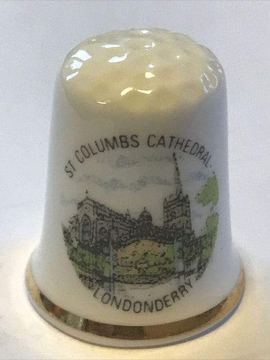 China Thimble ST COLUMBS CATHEDRAL LONDONDERRY Souvenir Keepsake