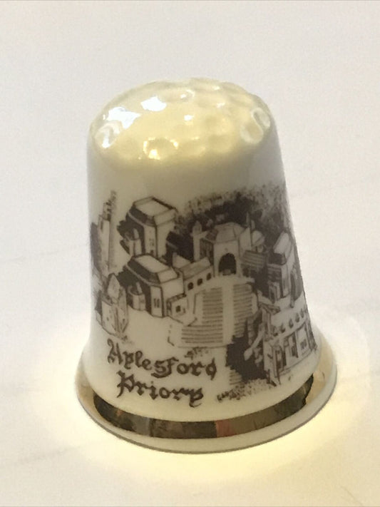 China Thimble AYLESFORD PRIORYSouvenir Keepsake Goodliffe Neale Alcester