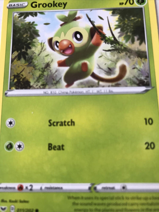 Pokemon Card 2019 011/202 Grookey Pack Fresh. Basic. Scratch Beat Kouki Saitou