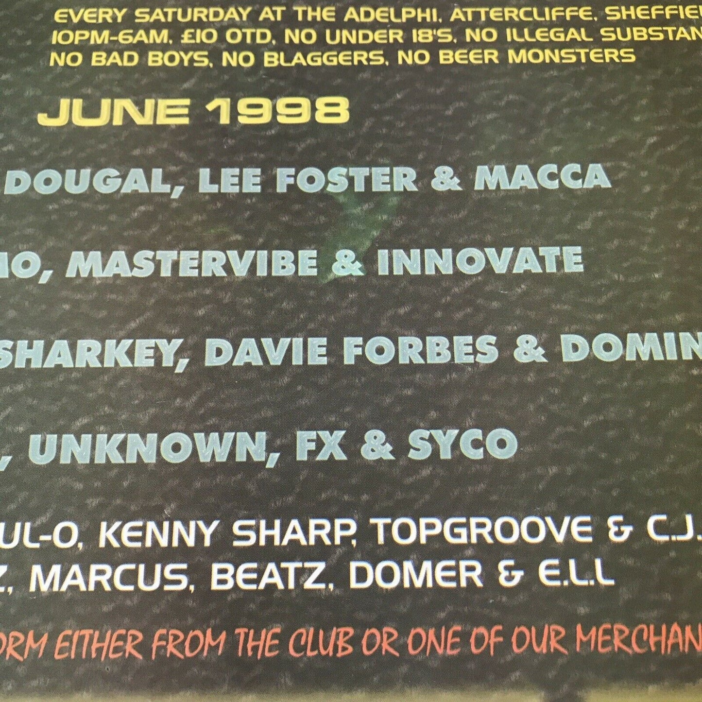 90s Y2K RAVE MEMORABILIA UPRISING 1998 Adelphi Sheffield VIBES DOUGAL LEE FOSTER